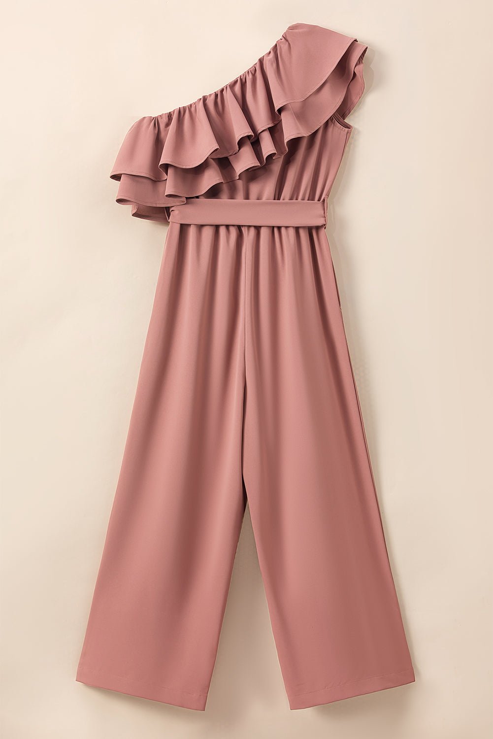 Ruffled Tied One - Shoulder Jumpsuit - Flip Flop Dynasty