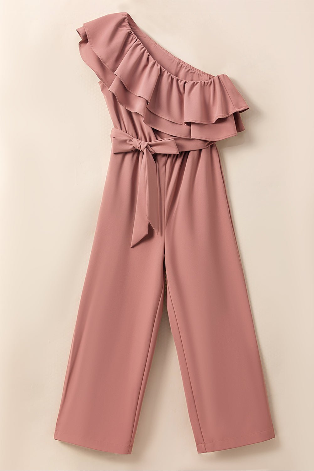 Ruffled Tied One - Shoulder Jumpsuit - Flip Flop Dynasty