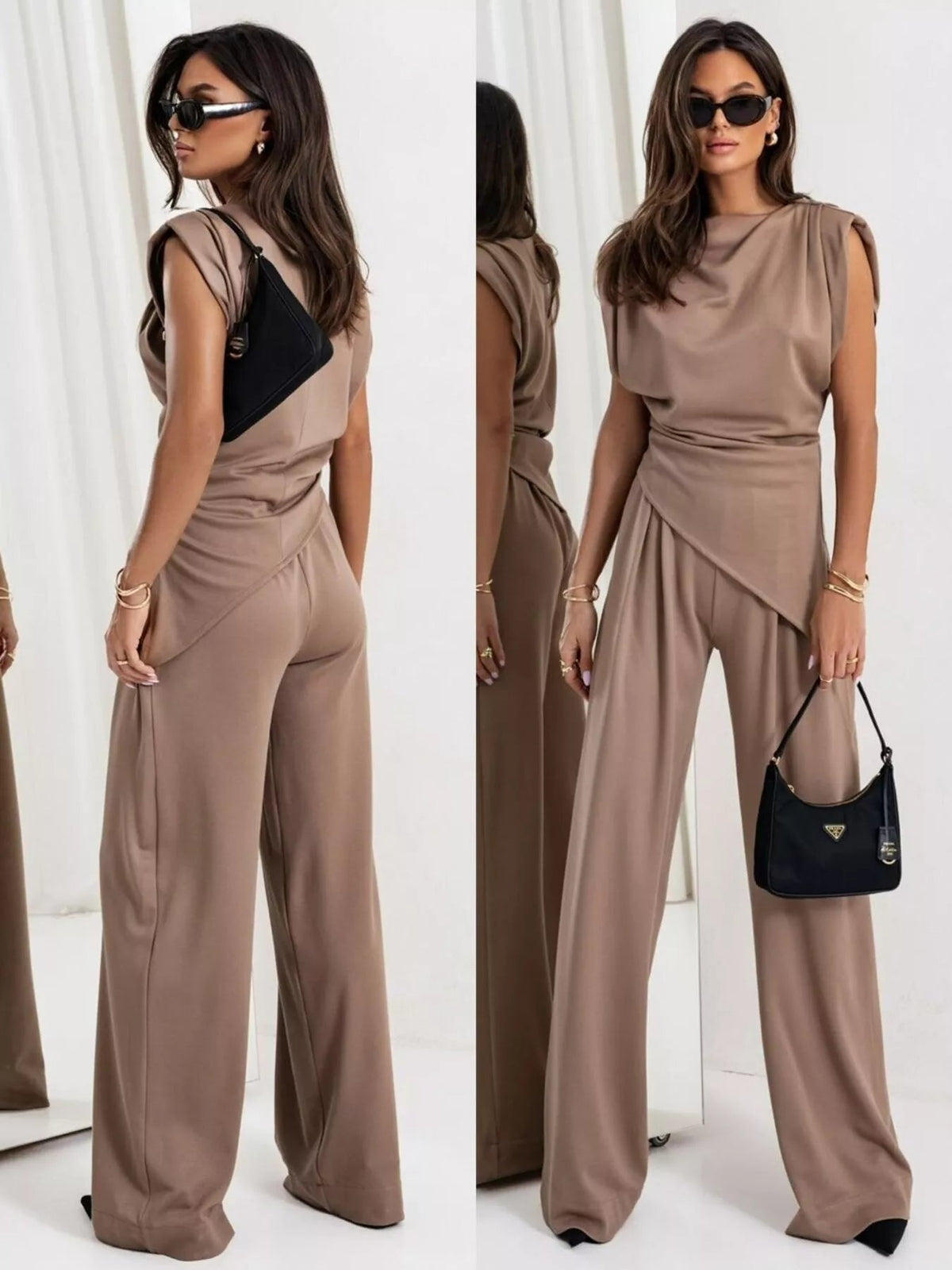 Satin Cowl Neck Top and Pants Set - Flip Flop Dynasty