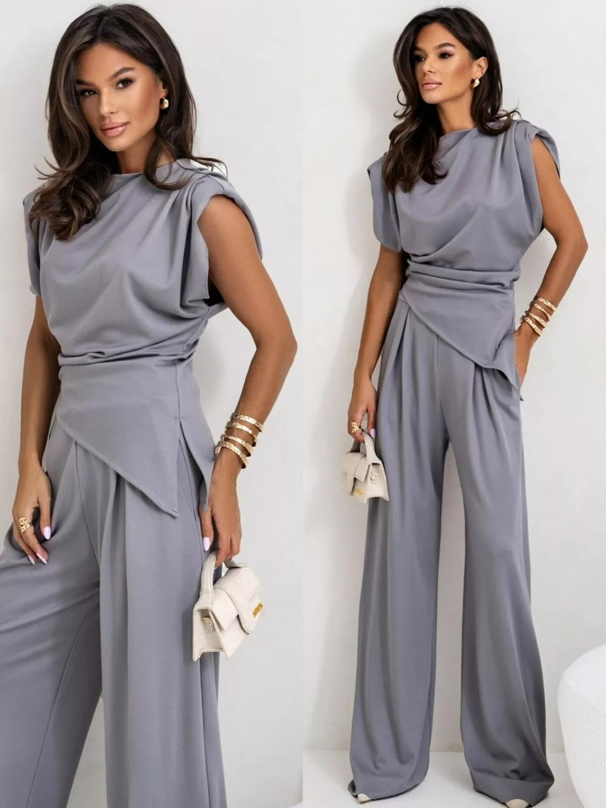 Satin Cowl Neck Top and Pants Set - Flip Flop Dynasty