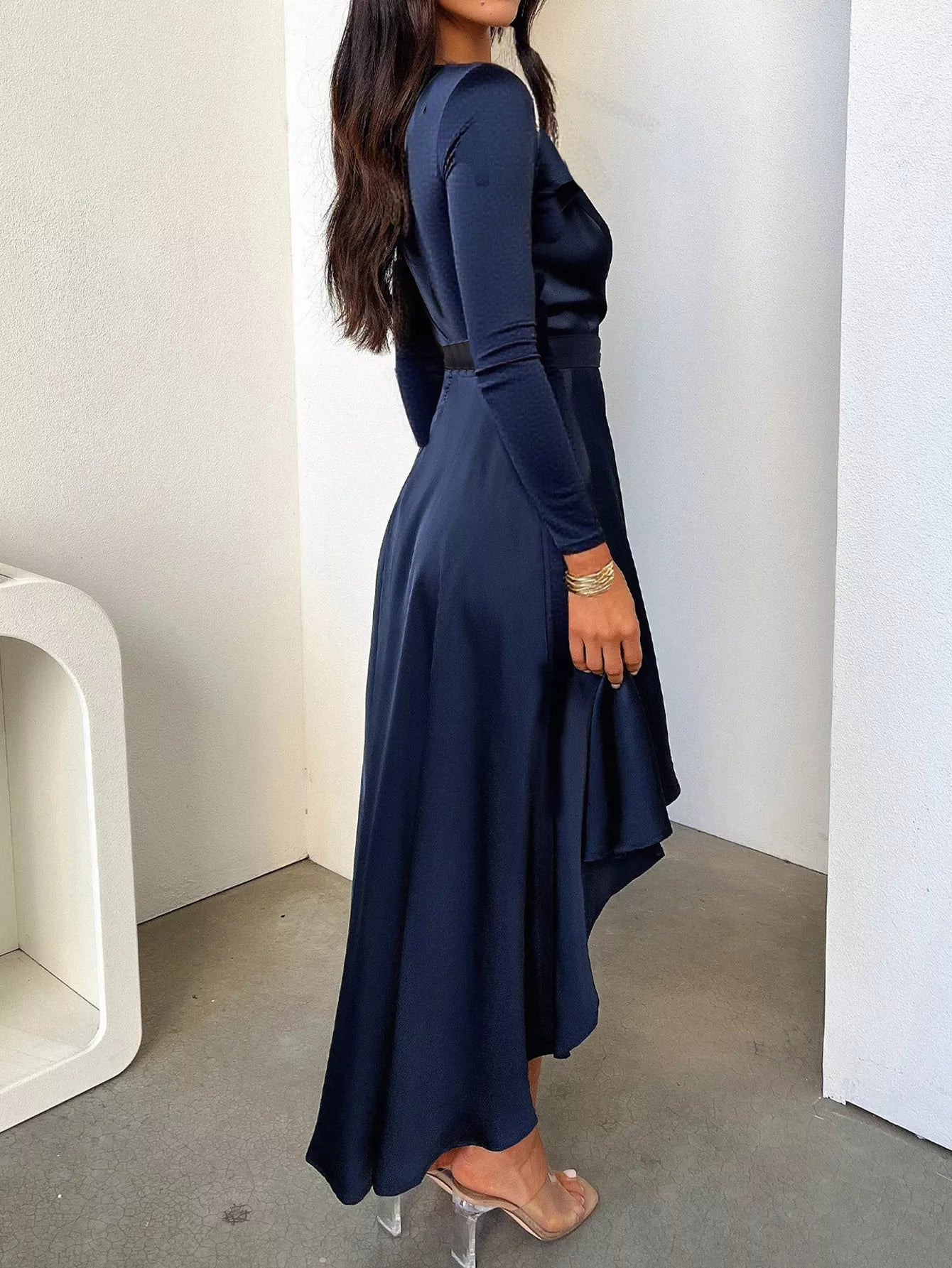 Satin High - Low Tie Waist Dress - Flip Flop Dynasty