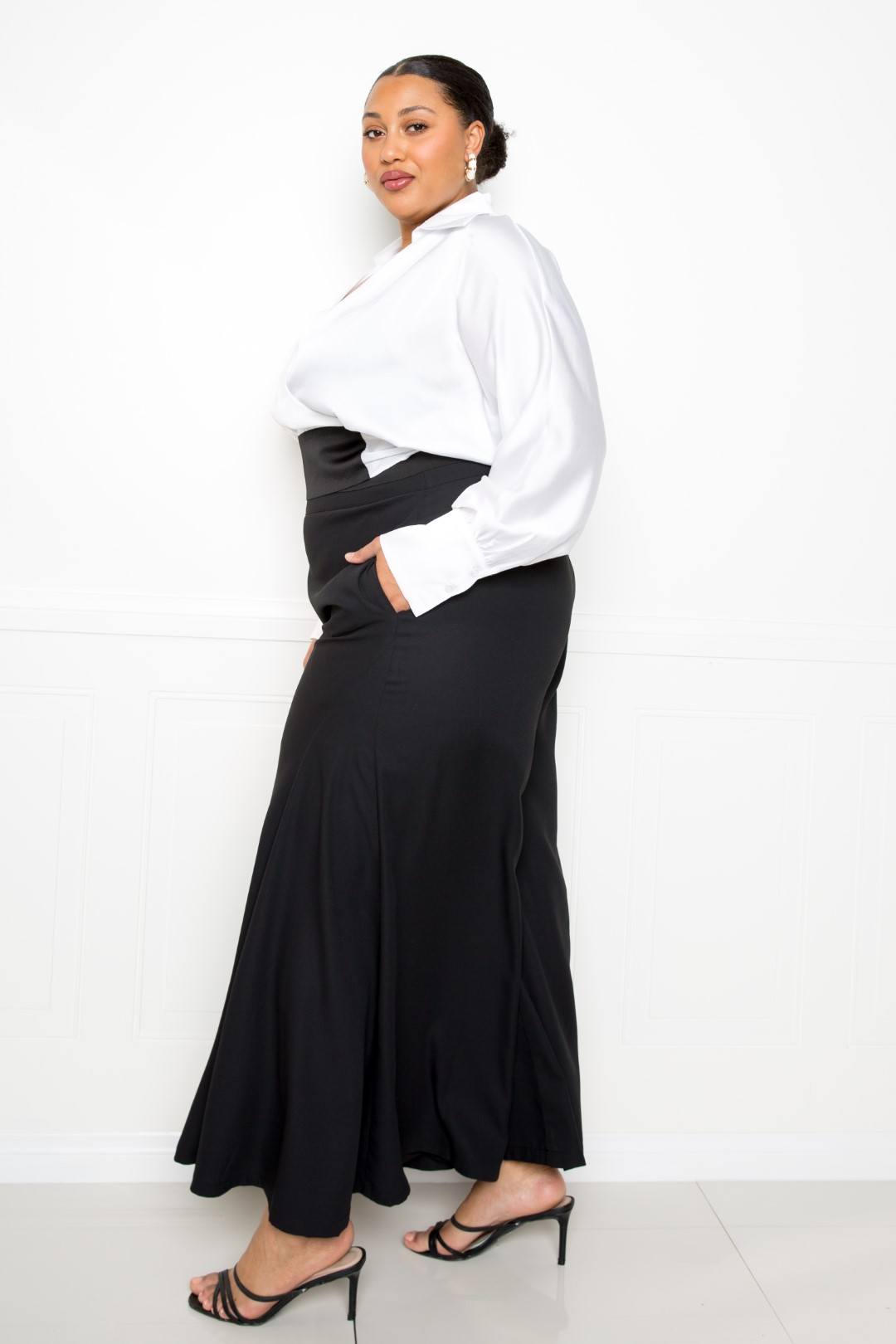 Satin Long Sleeve Tie Waist Wrap Top - Flip Flop Dynasty