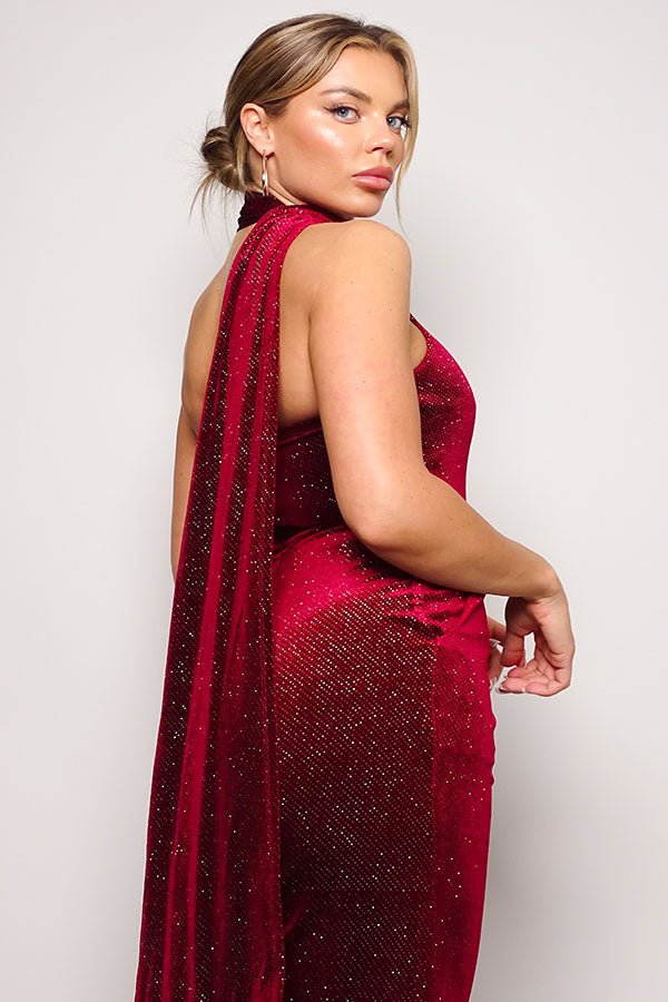 Scarf Top Glitter Velvet Jumpsuit - Flip Flop Dynasty
