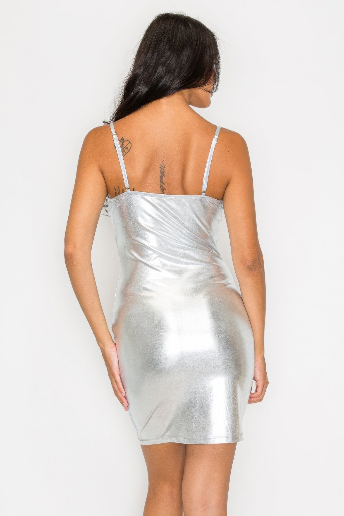 Scoop neck foil mini dress - Flip Flop Dynasty