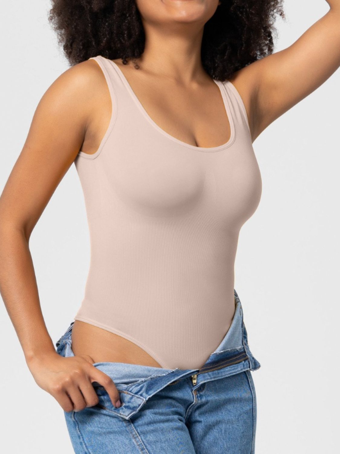 Scoop Neck Wide Strap Shaping Bodysuit - Flip Flop Dynasty