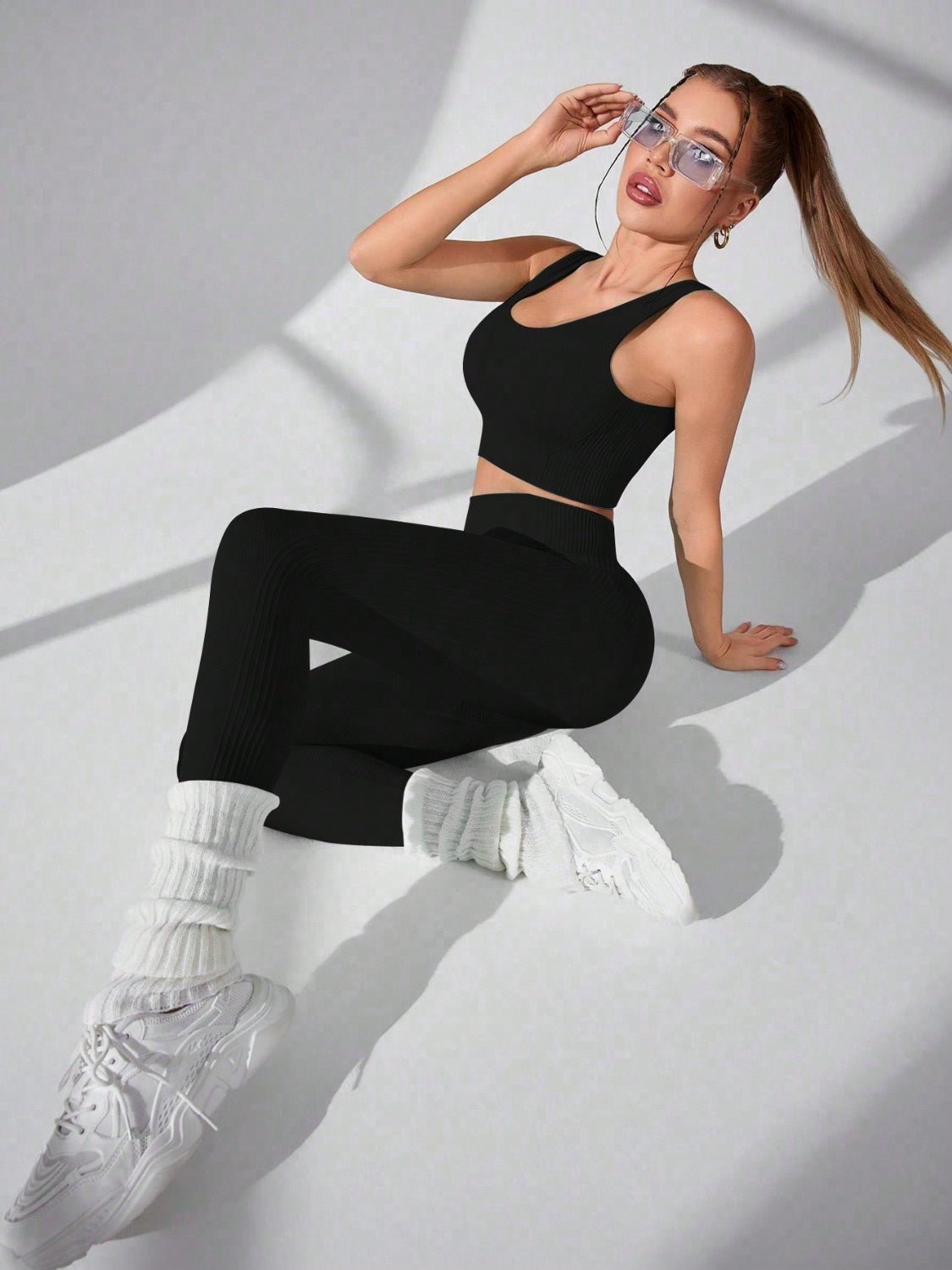 Scoop Neck Wide Strap Top and Pants Active Set - Flip Flop Dynasty