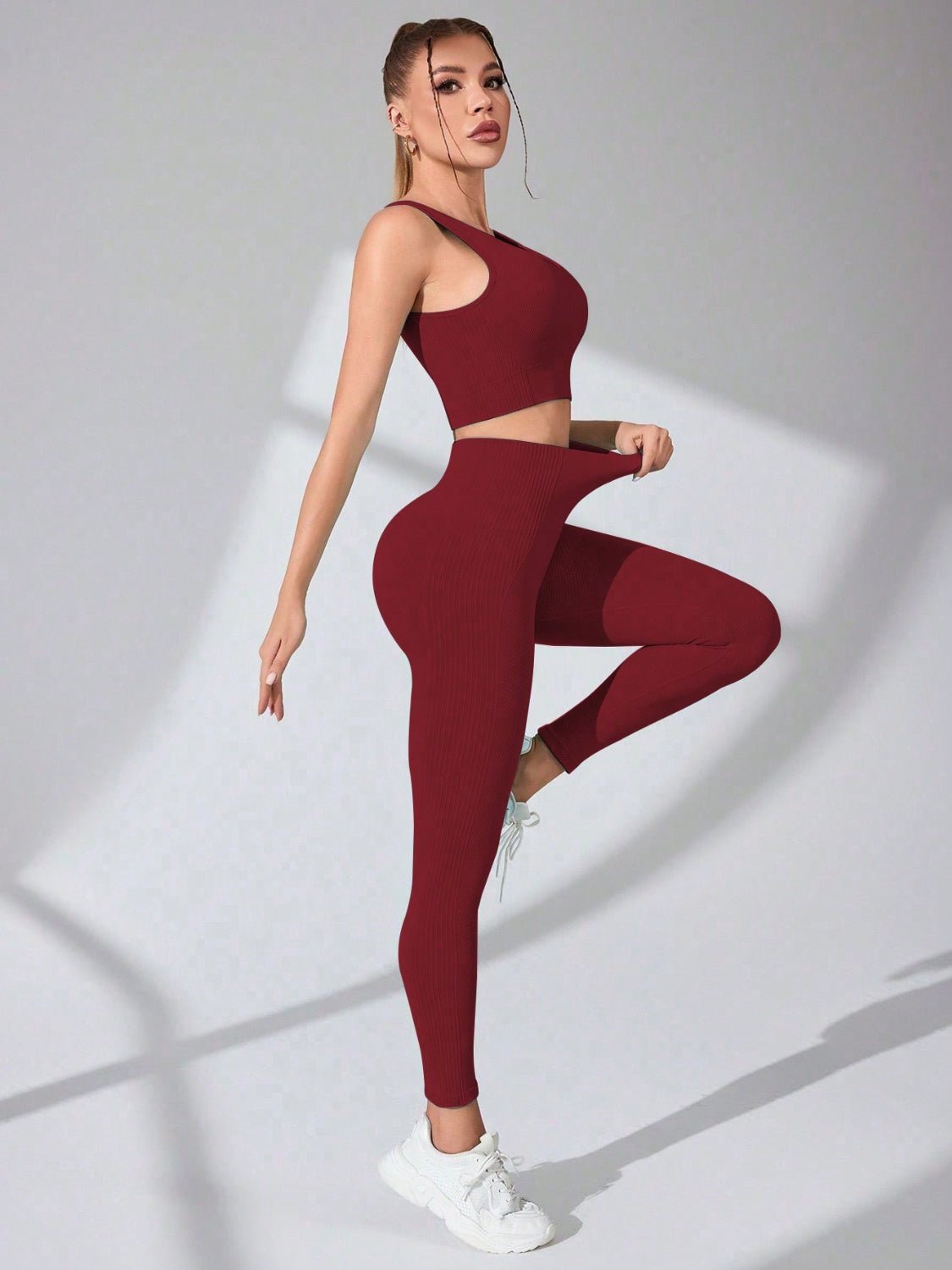 Scoop Neck Wide Strap Top and Pants Active Set - Flip Flop Dynasty