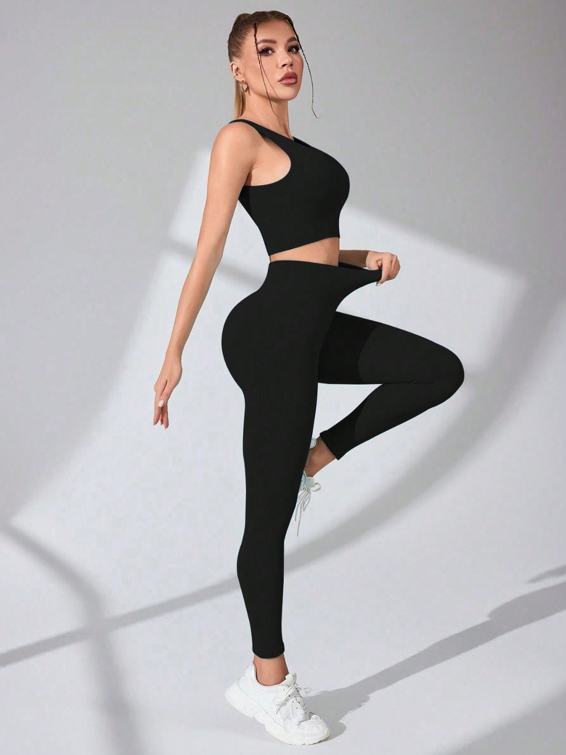 Scoop Neck Wide Strap Top and Pants Active Set - Flip Flop Dynasty