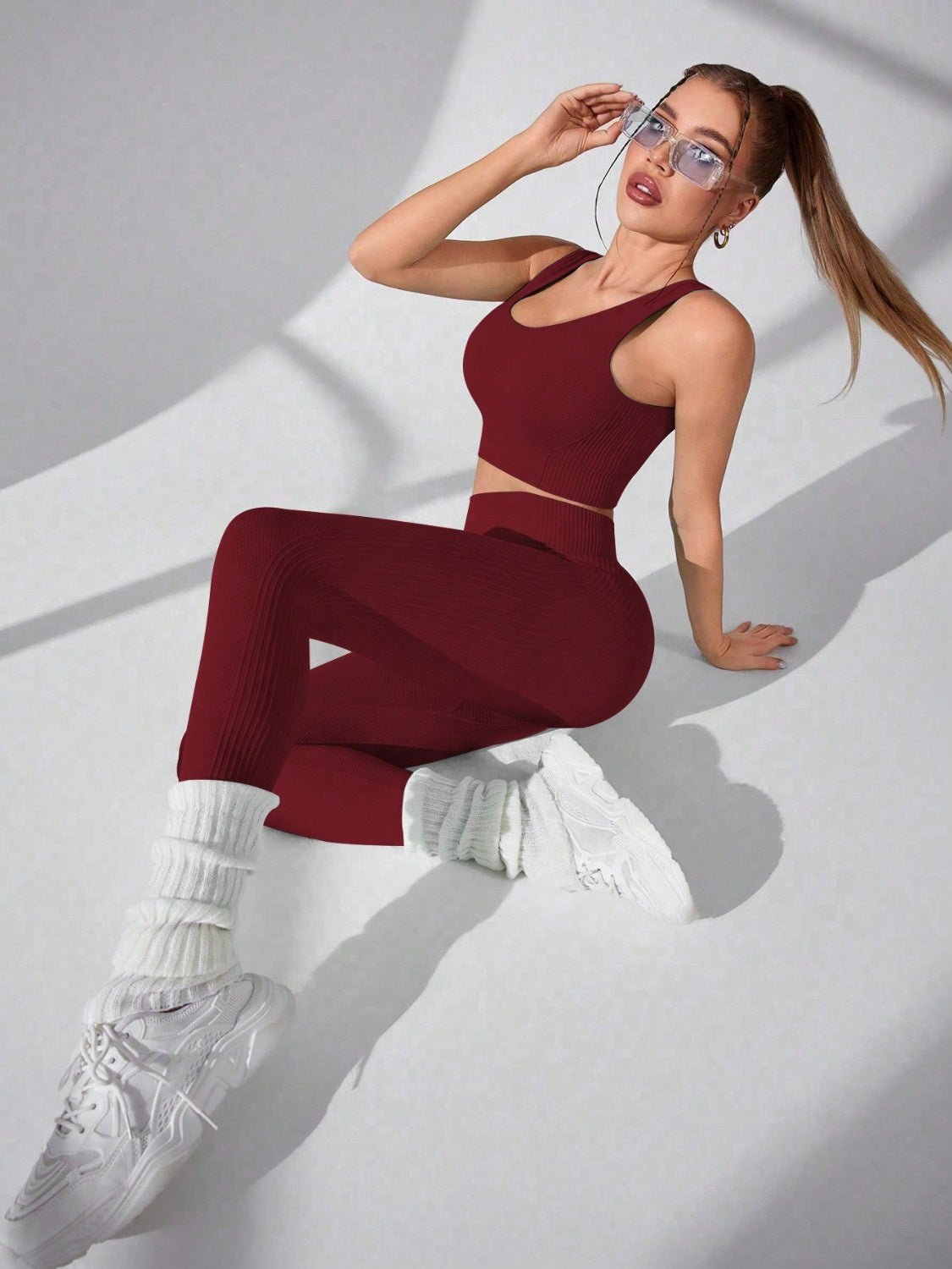 Scoop Neck Wide Strap Top and Pants Active Set - Flip Flop Dynasty