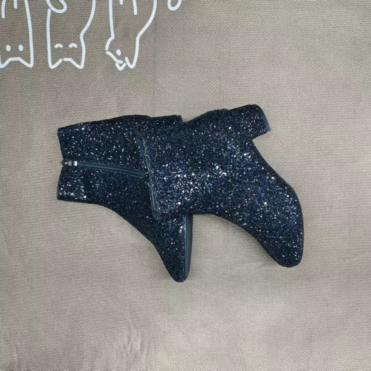 Sequin Block Heels Boots - Flip Flop Dynasty