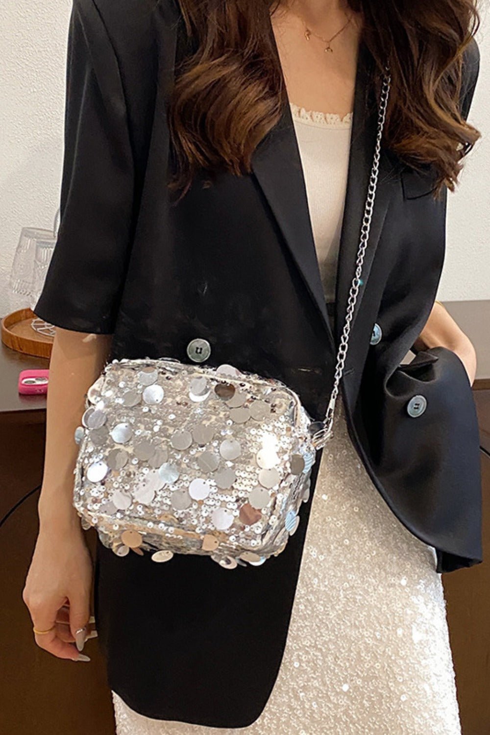 Sequin Chain Shoulder Bag - Flip Flop Dynasty
