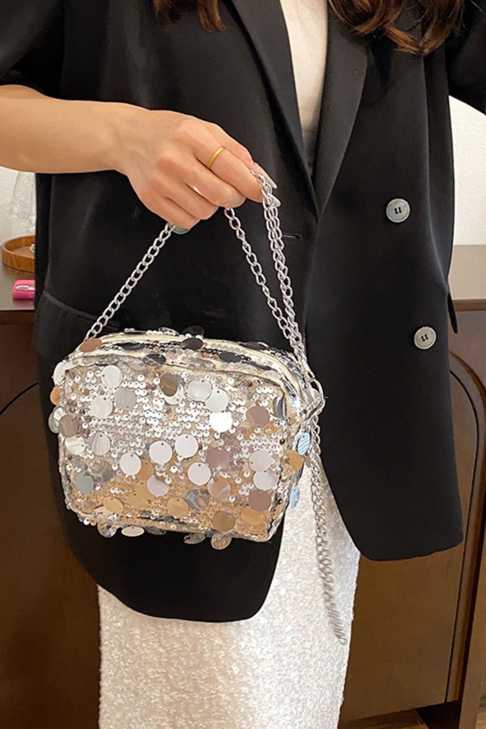 Sequin Chain Shoulder Bag - Flip Flop Dynasty