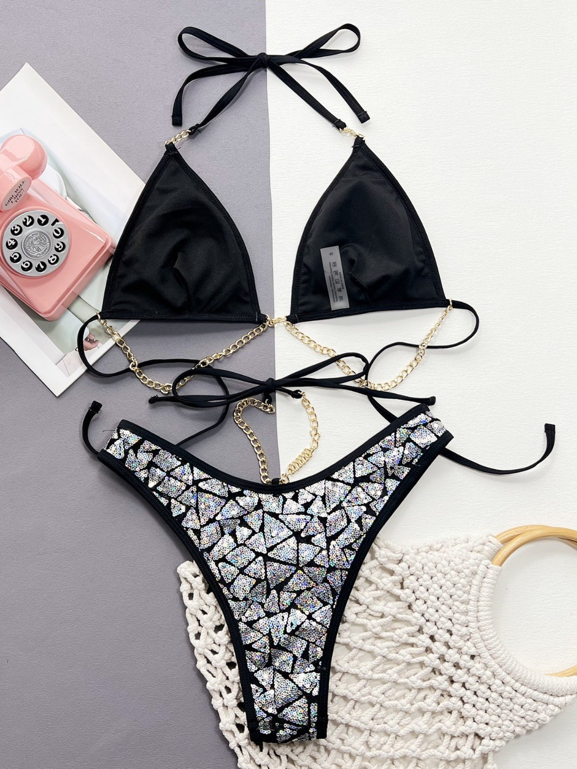 Sequin Halter Neck Two - Piece Bikini Set - Flip Flop Dynasty