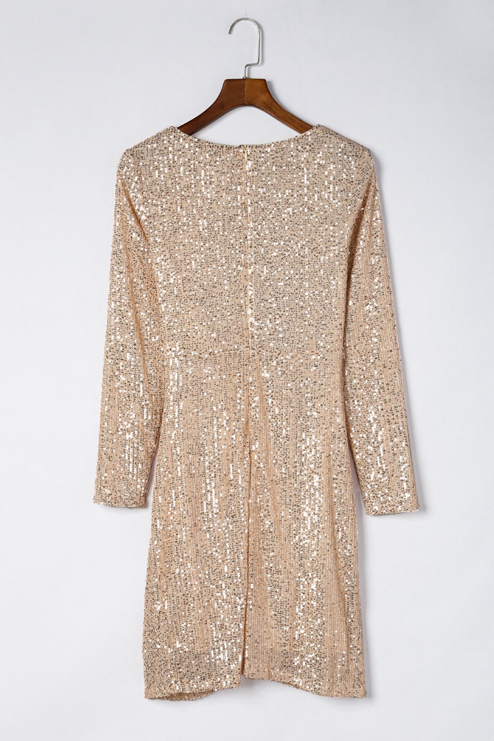 Sequin Knot Round Neck Long Sleeve Mini Dress - Flip Flop Dynasty