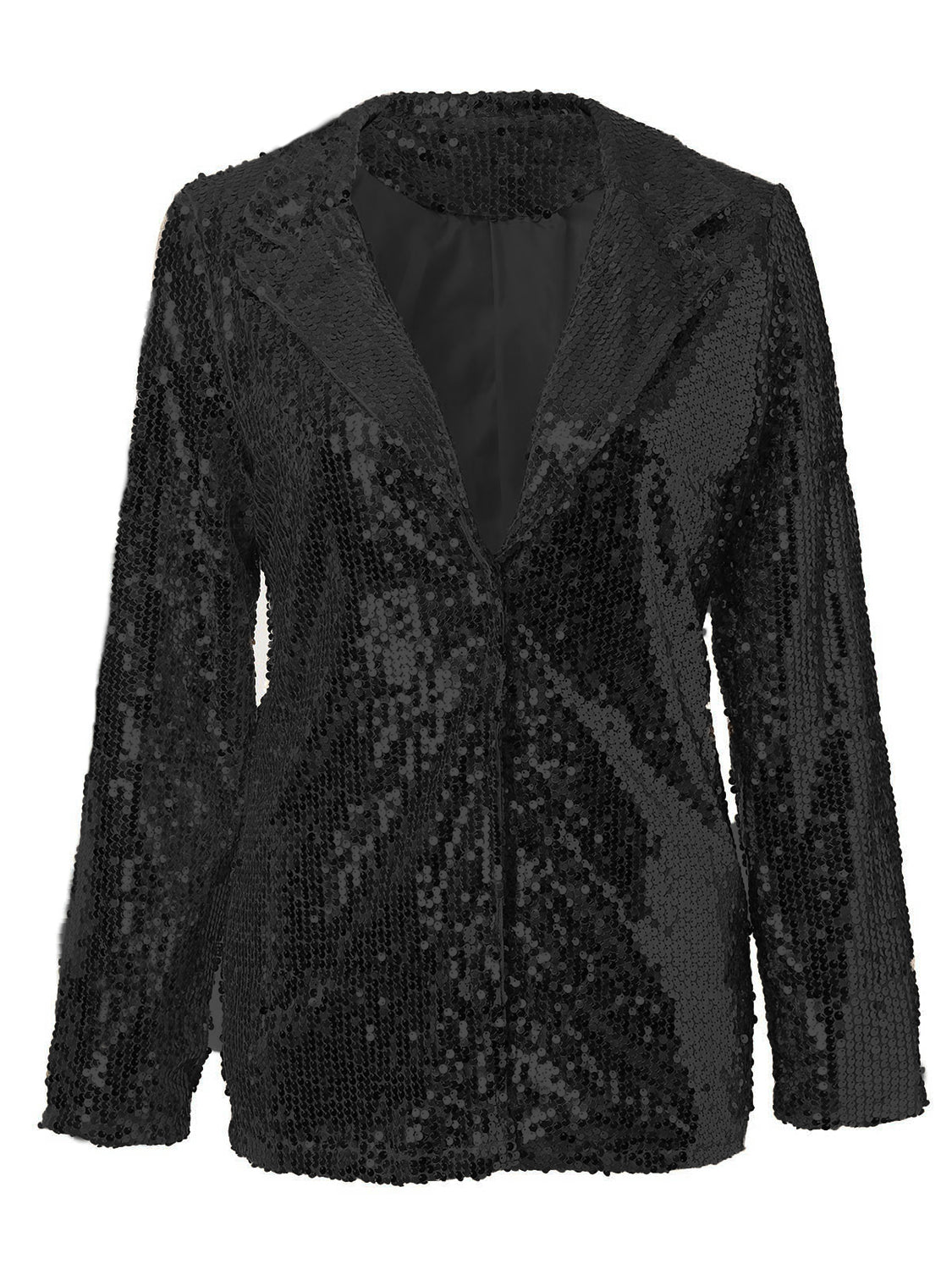 Sequin Lapel Collar Long Sleeve Blazer - Flip Flop Dynasty