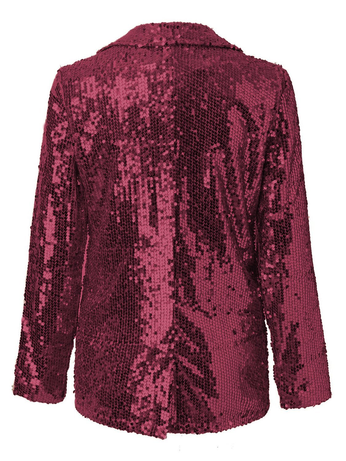 Sequin Lapel Collar Long Sleeve Blazer - Flip Flop Dynasty