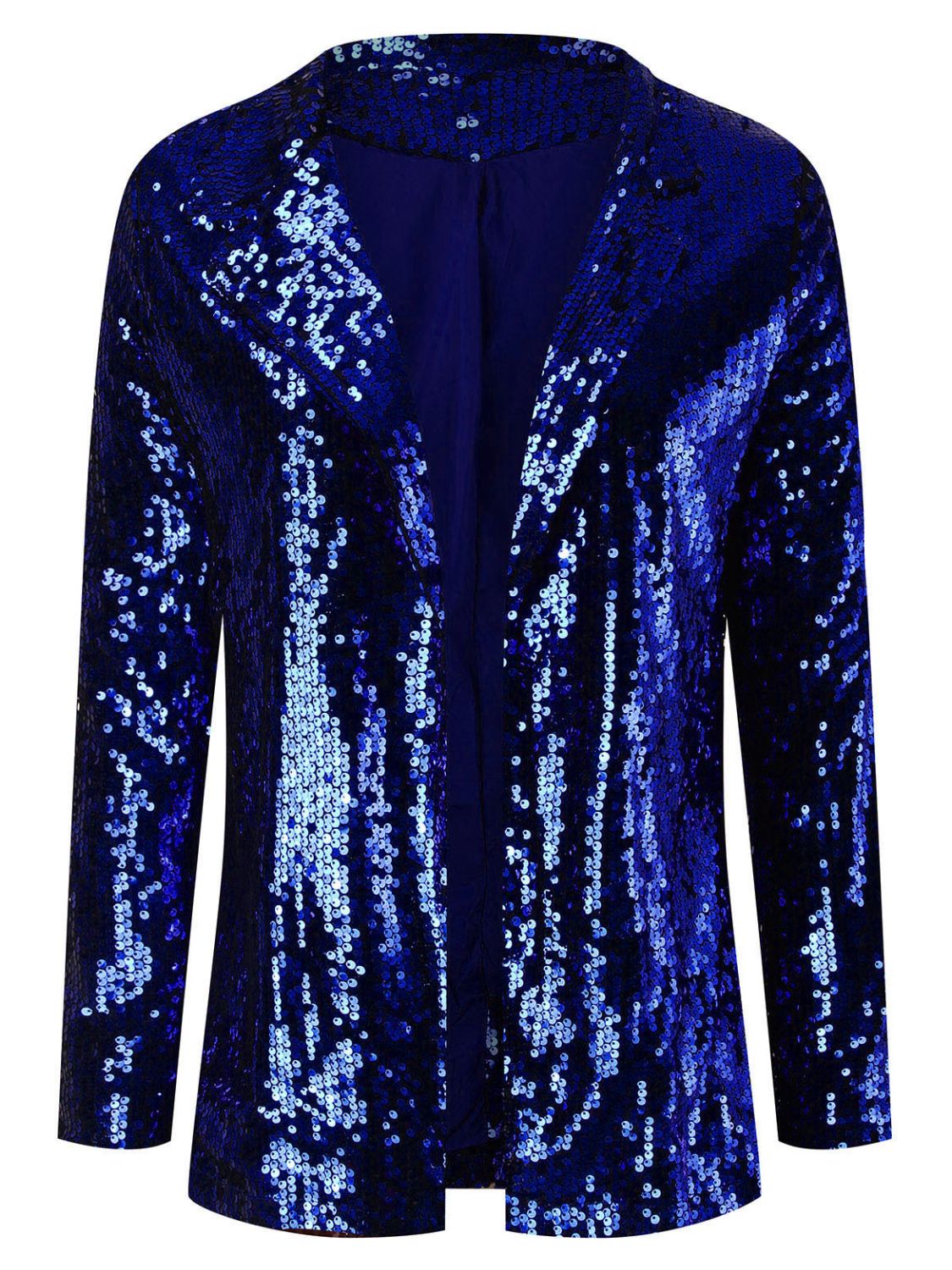 Sequin Lapel Collar Long Sleeve Blazer - Flip Flop Dynasty