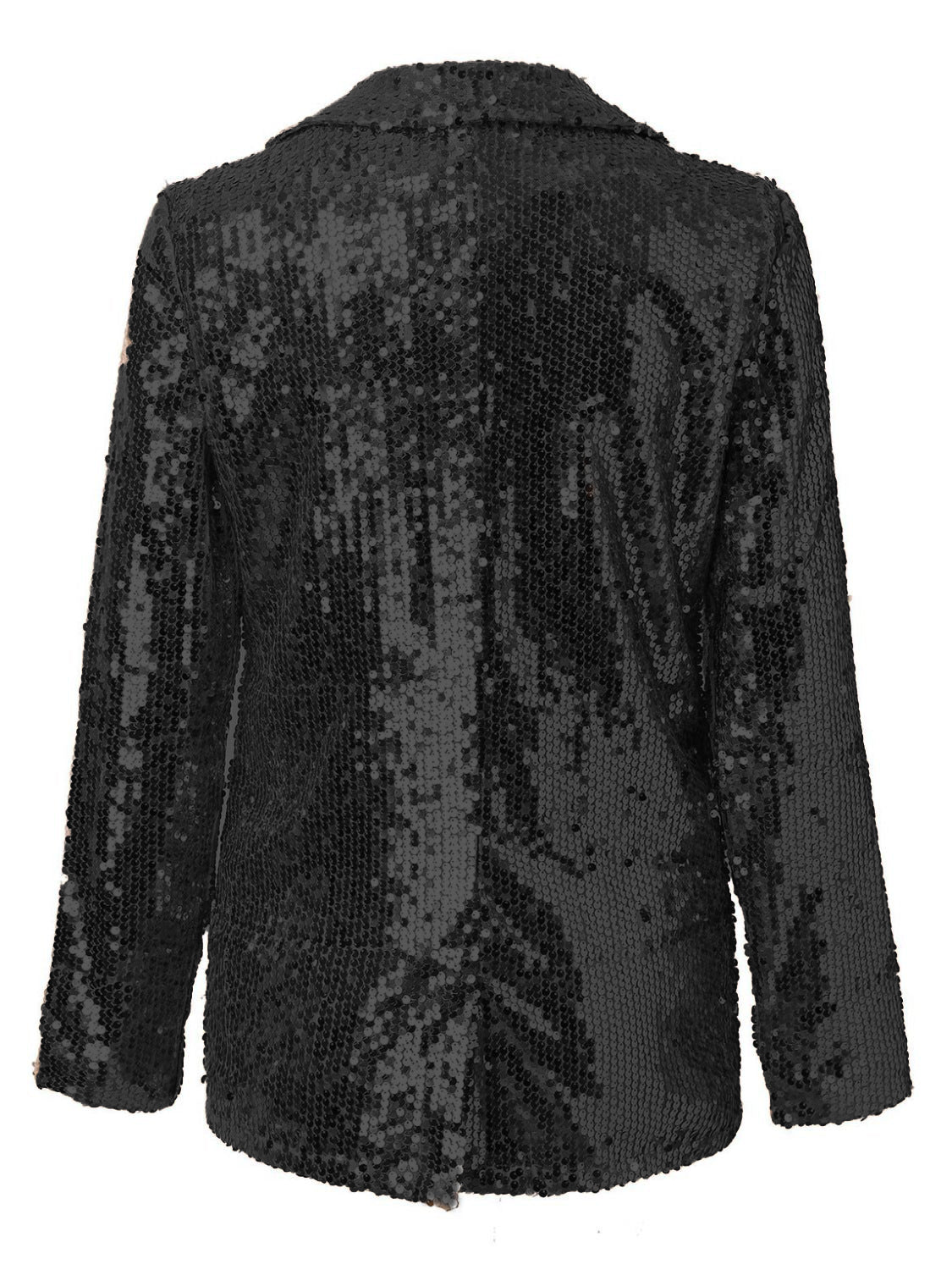 Sequin Lapel Collar Long Sleeve Blazer - Flip Flop Dynasty