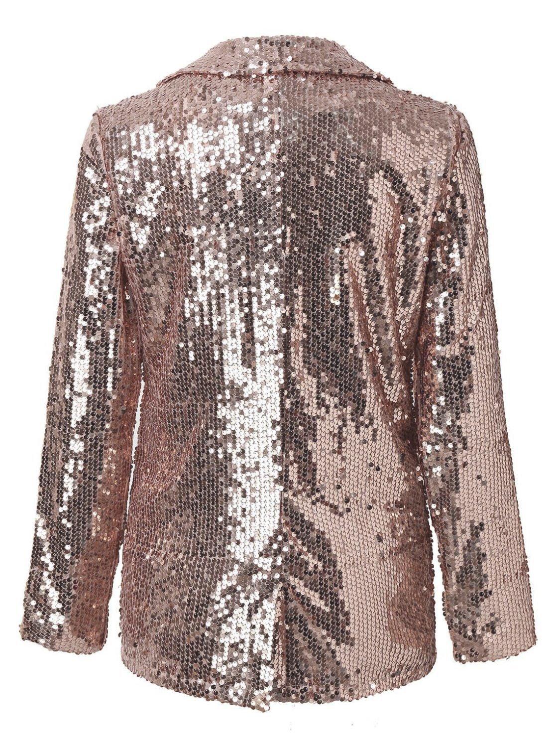 Sequin Lapel Collar Long Sleeve Blazer - Flip Flop Dynasty