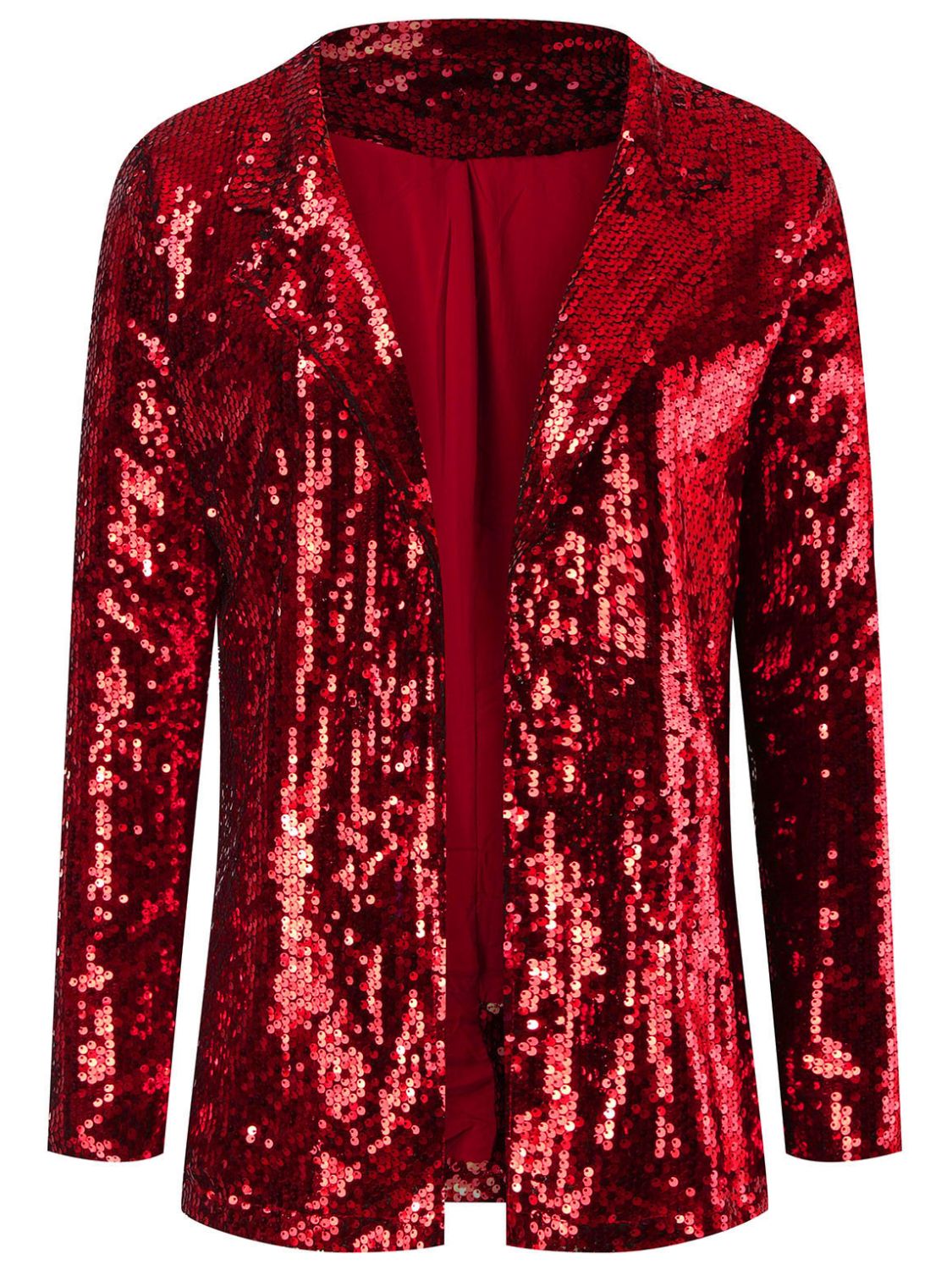 Sequin Lapel Collar Long Sleeve Blazer - Flip Flop Dynasty