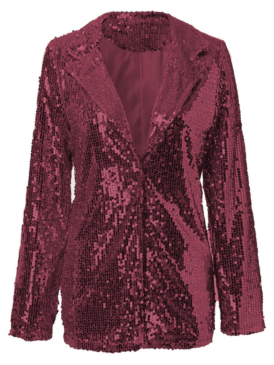 Sequin Lapel Collar Long Sleeve Blazer - Flip Flop Dynasty