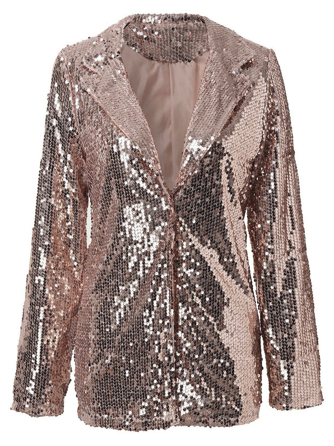 Sequin Lapel Collar Long Sleeve Blazer - Flip Flop Dynasty