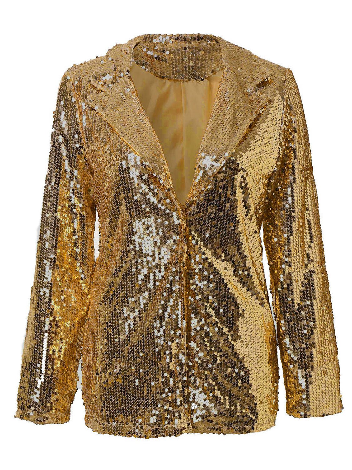Sequin Lapel Collar Long Sleeve Blazer - Flip Flop Dynasty