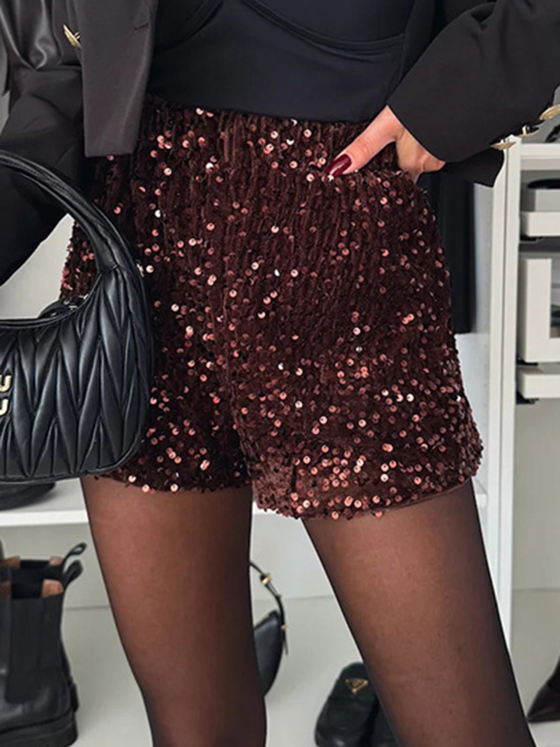 Sequin Mid Rise Shorts - Flip Flop Dynasty