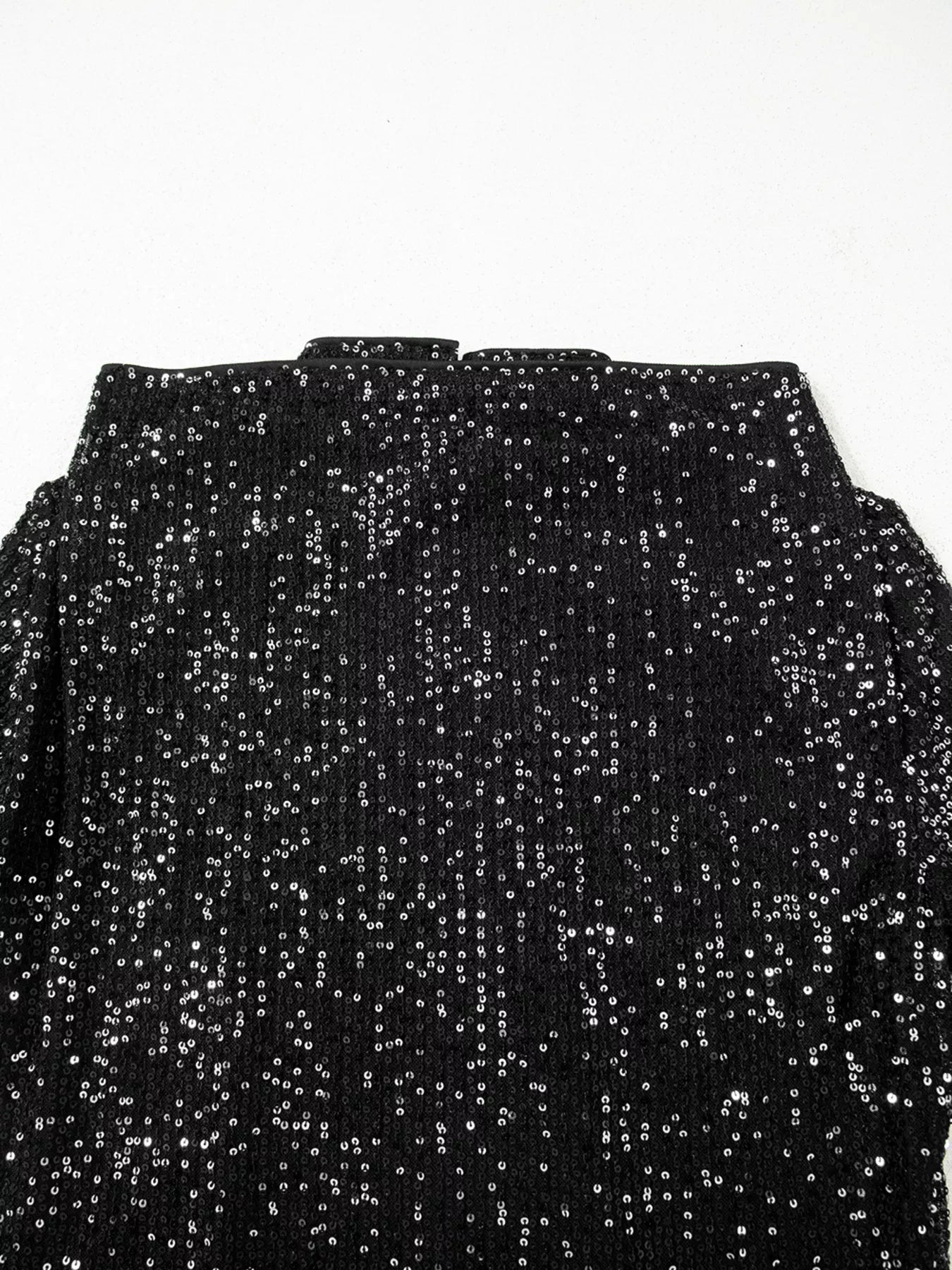 Sequin Mock Neck Drape Open Back Bell Sleeve Top - Flip Flop Dynasty