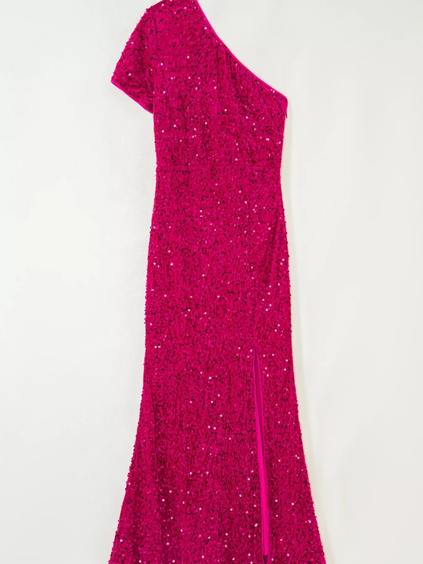 Sequin One - Shoulder Dress with High Slit - Flip Flop Dynasty