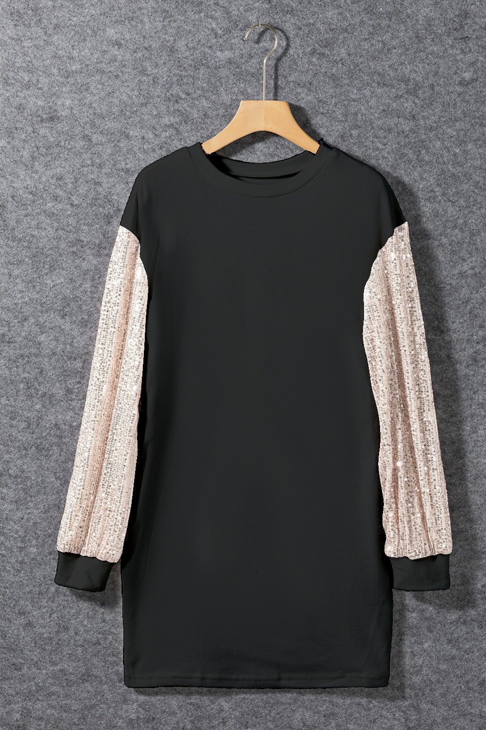 Sequin Round Neck Long Sleeve Dress - Flip Flop Dynasty