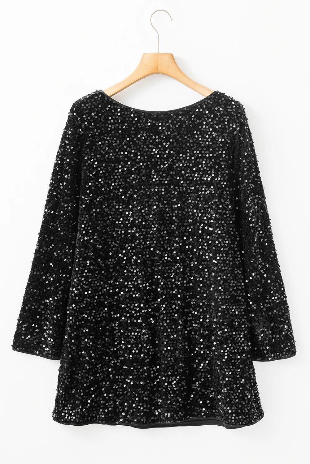 Sequin Round Neck Long Sleeve Mini Dress - Flip Flop Dynasty