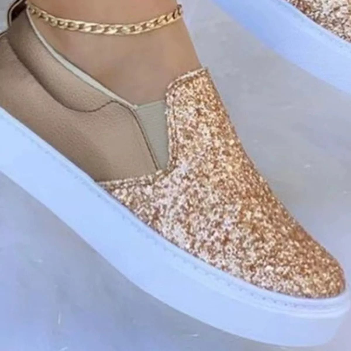 Sequin Round Toe Platform Slip - Ons - Flip Flop Dynasty