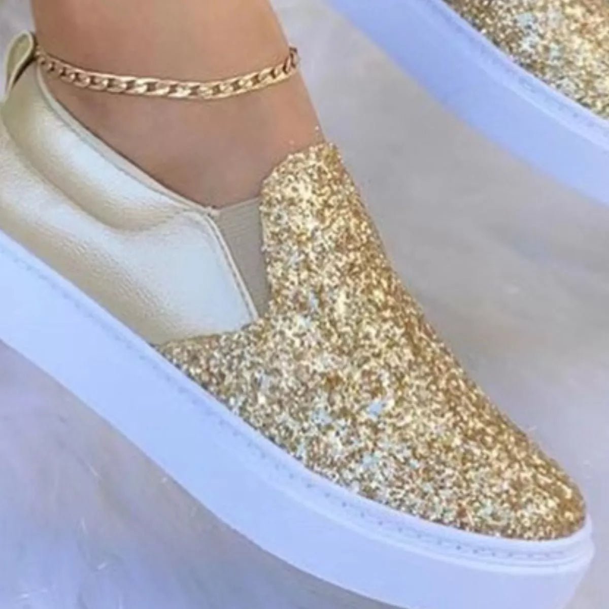 Sequin Round Toe Platform Slip - Ons - Flip Flop Dynasty