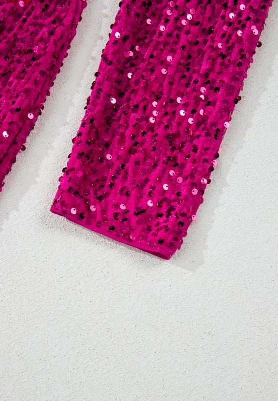 Sequin Surplice Long Sleeve Mini Dress - Flip Flop Dynasty