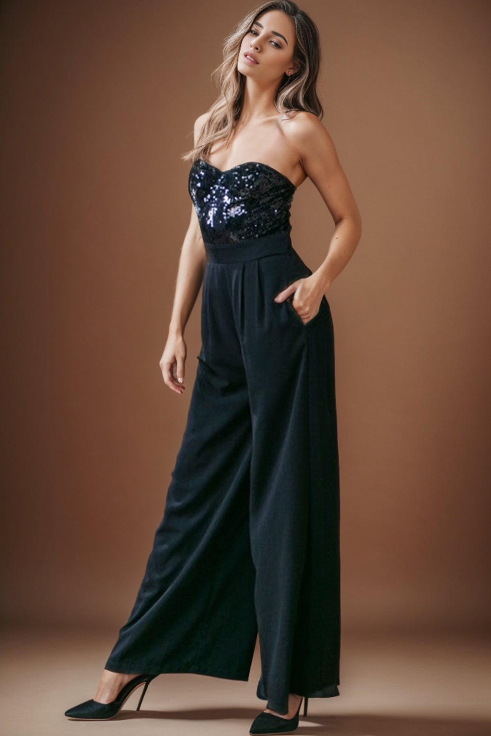 Sequin Tube Wide Leg Jumpsuit - Flip Flop Dynasty