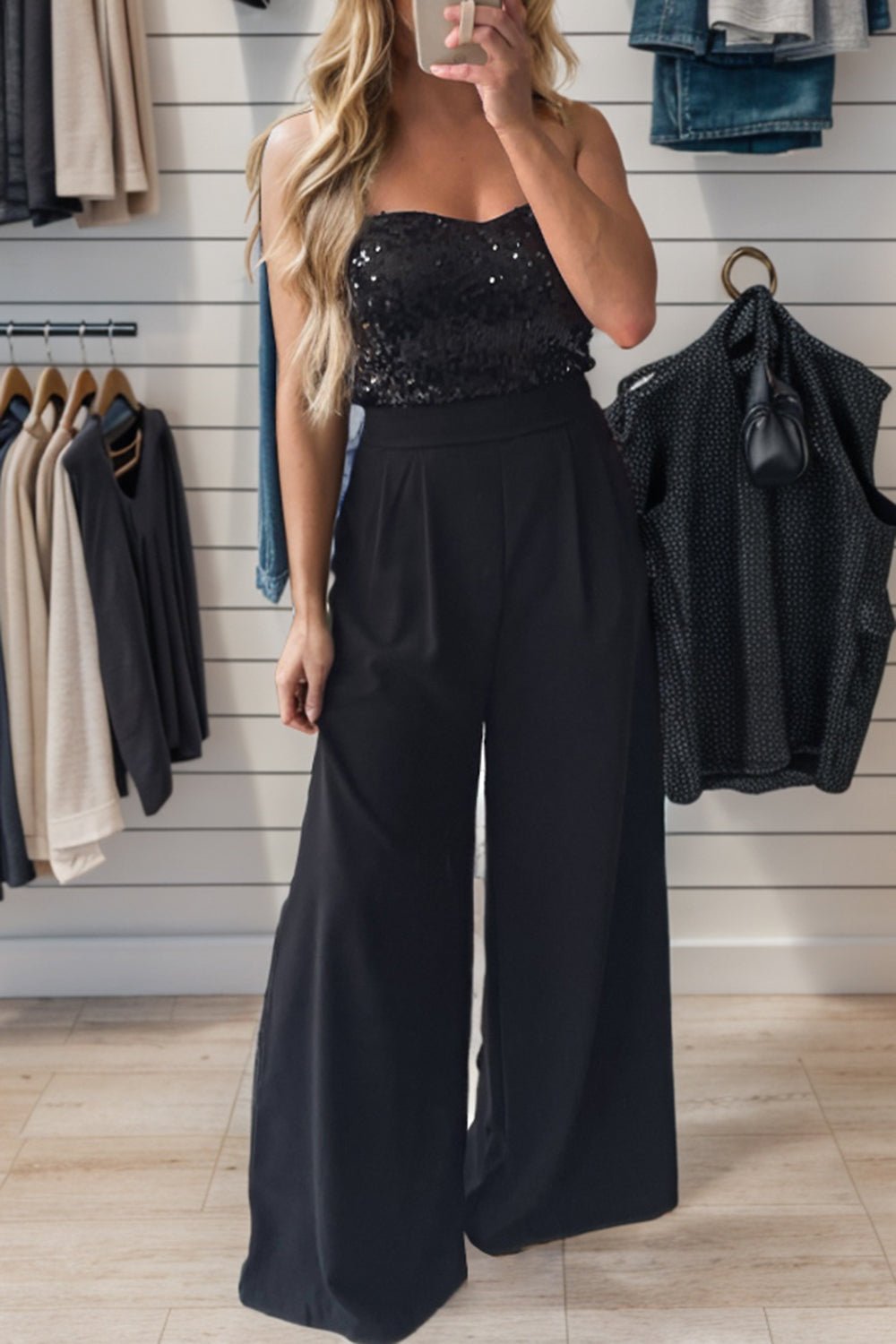 Sequin Tube Wide Leg Jumpsuit - Flip Flop Dynasty