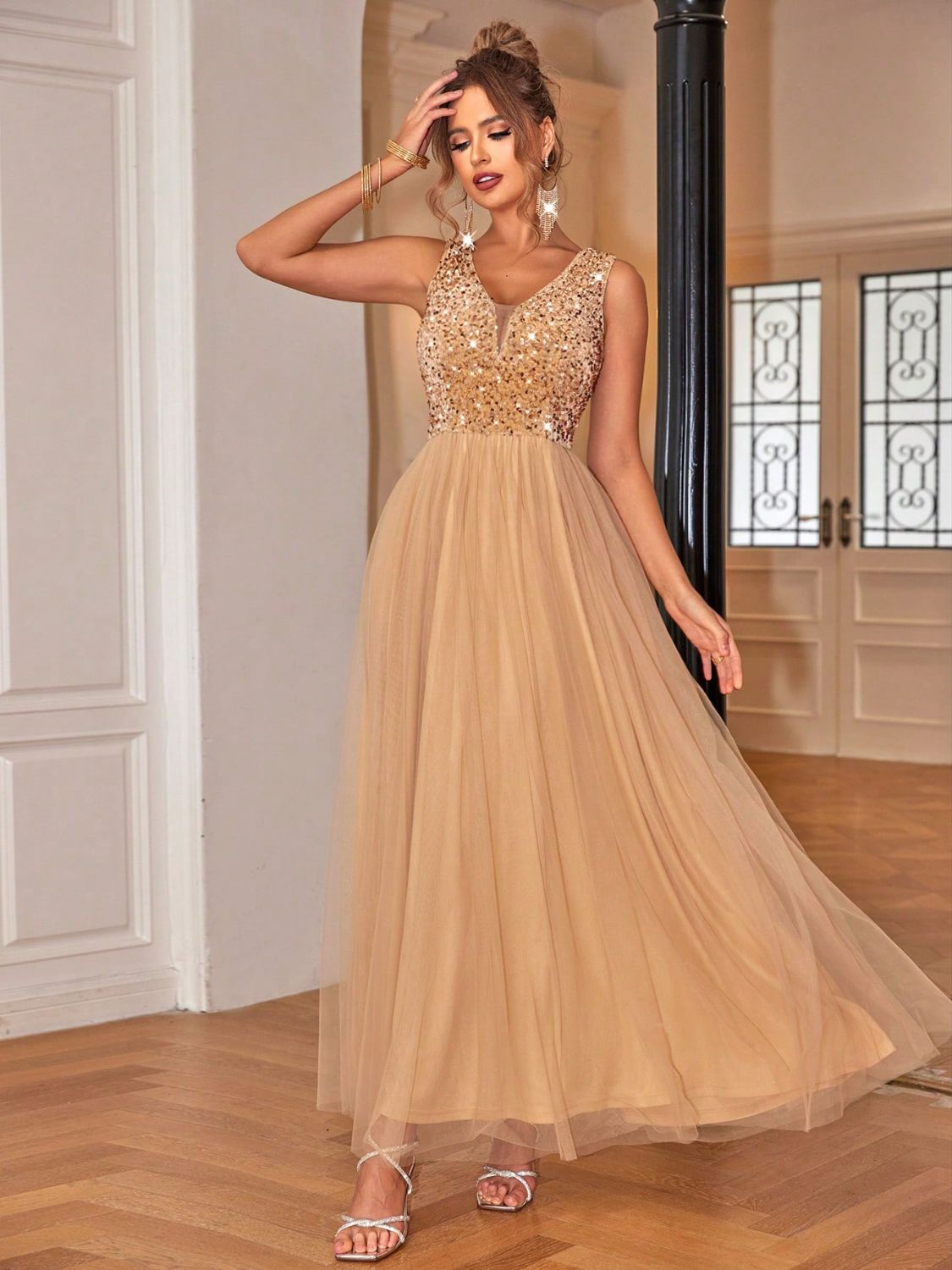 Sequin V - Neck Sleeveless Dress - Flip Flop Dynasty