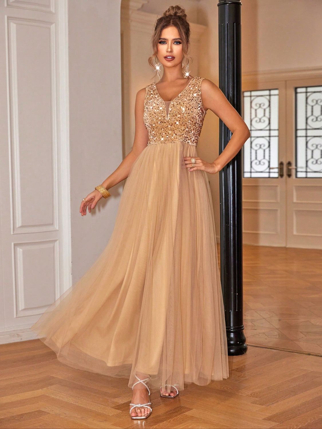 Sequin V - Neck Sleeveless Dress - Flip Flop Dynasty