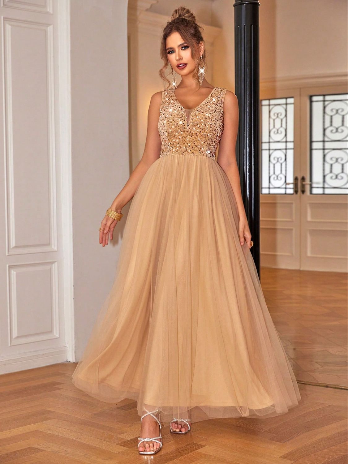 Sequin V - Neck Sleeveless Dress - Flip Flop Dynasty
