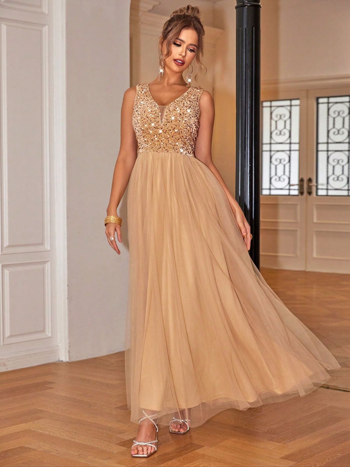 Sequin V - Neck Sleeveless Dress - Flip Flop Dynasty