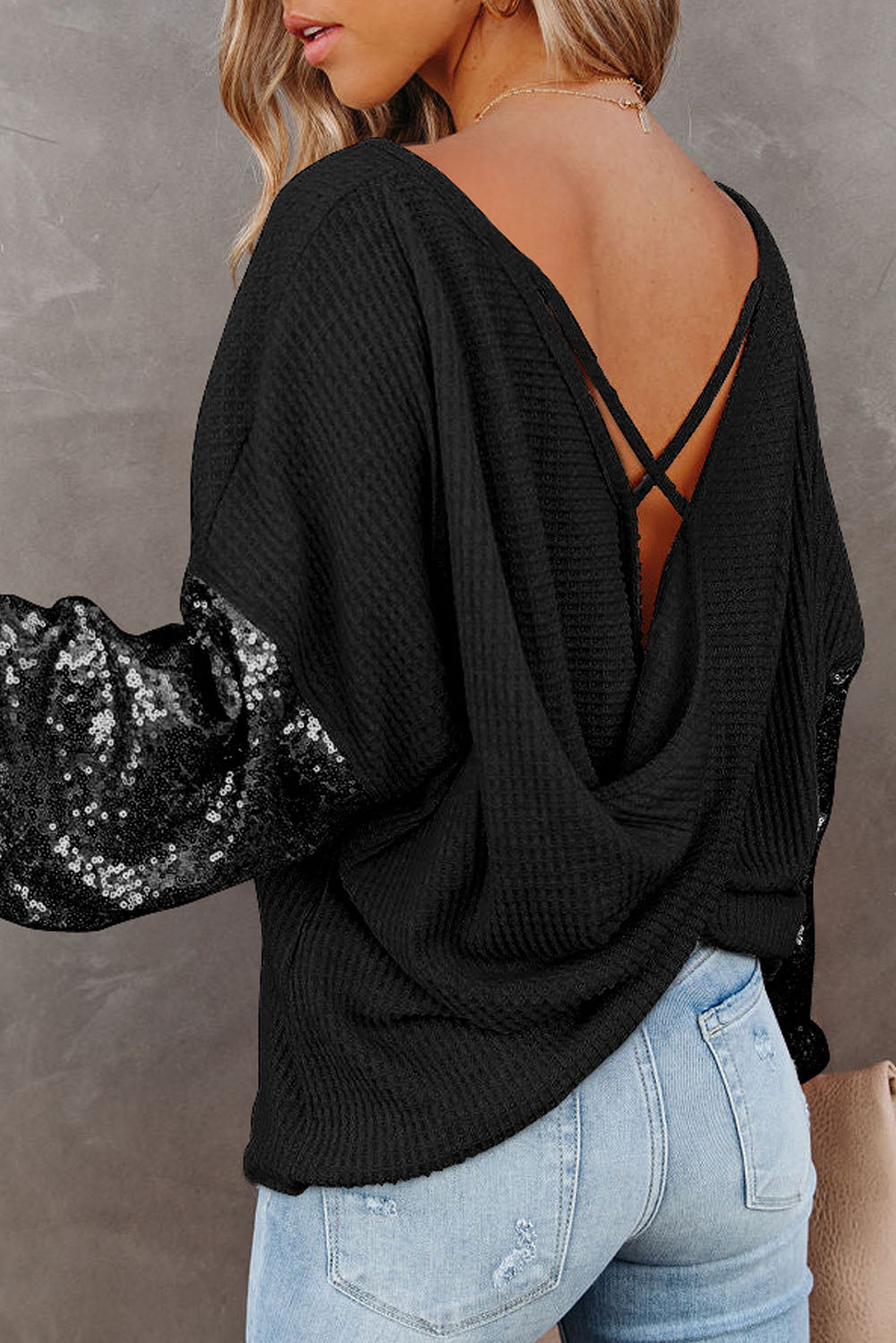 Sequin Waffle - Knit Blouse - Flip Flop Dynasty