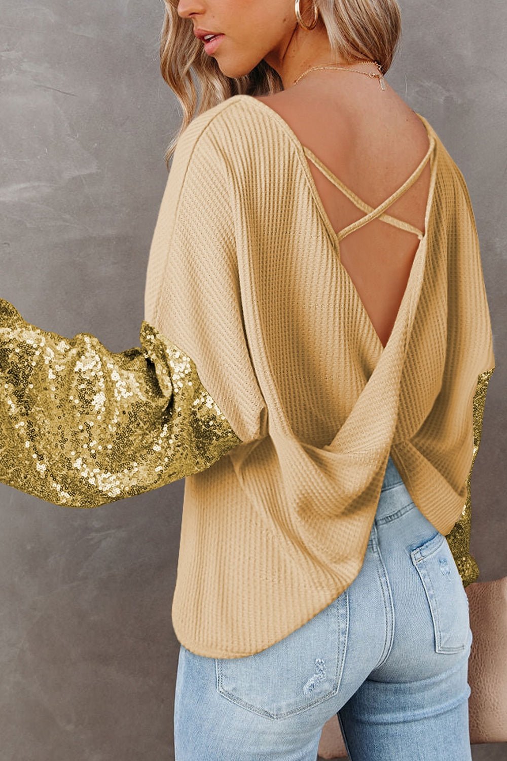 Sequin Waffle - Knit Blouse - Flip Flop Dynasty