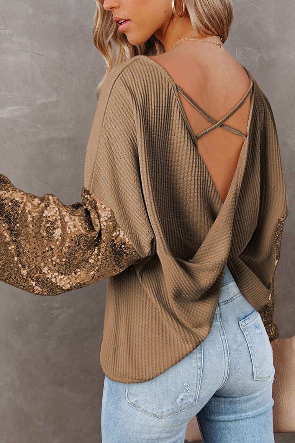 Sequin Waffle - Knit Blouse - Flip Flop Dynasty