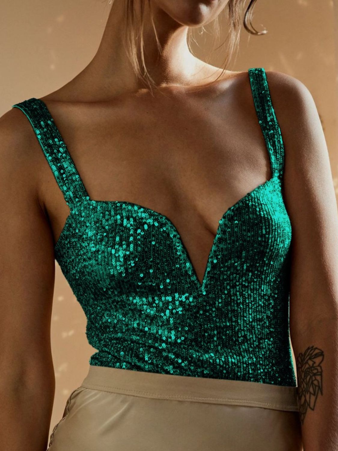 Sequin Wide Strap Bodysuit - Flip Flop Dynasty