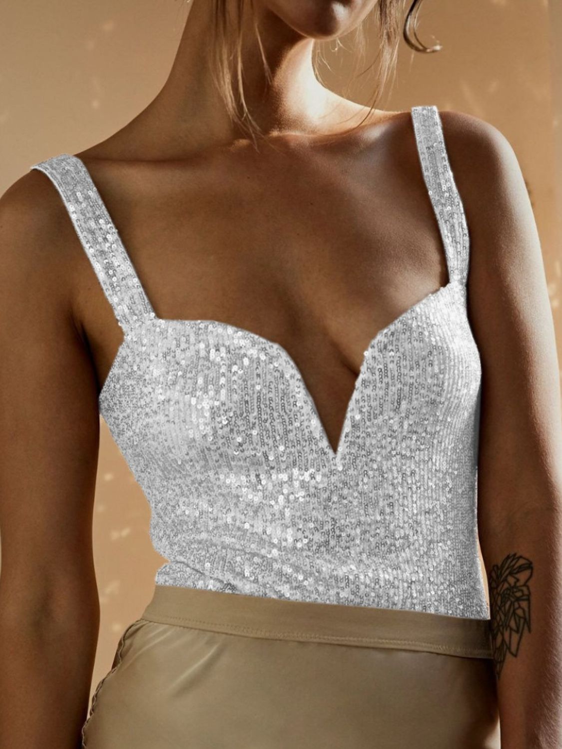 Sequin Wide Strap Bodysuit - Flip Flop Dynasty