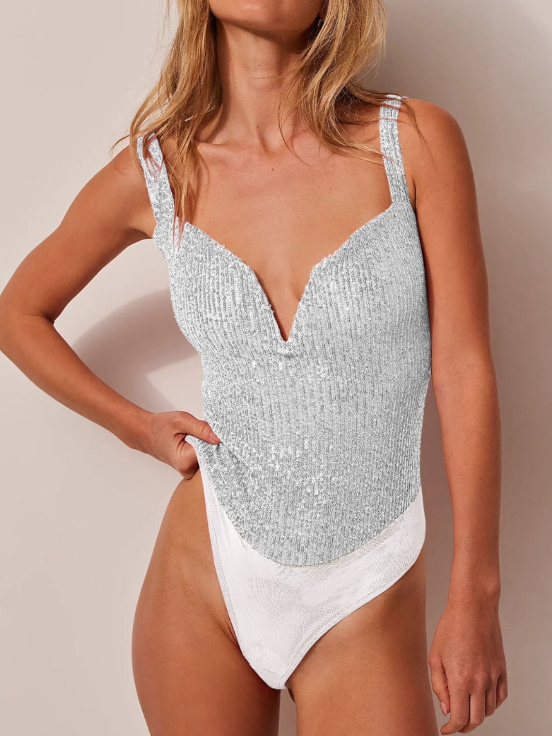 Sequin Wide Strap Bodysuit - Flip Flop Dynasty