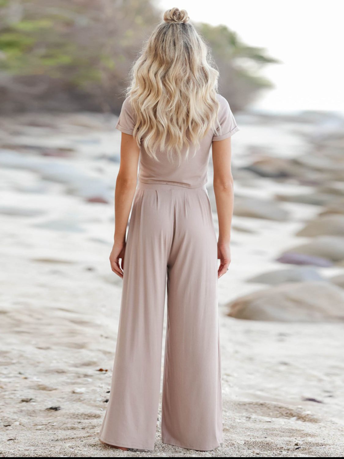 Short Sleeve T-Shirt and Wide Leg Pants Set - Flip Flop Dynasty