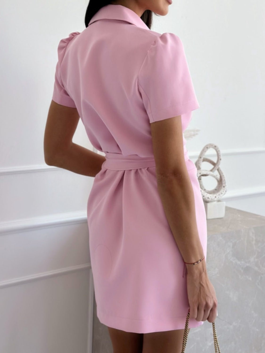 Short Sleeve Tie Waist Mini Dress - Flip Flop Dynasty