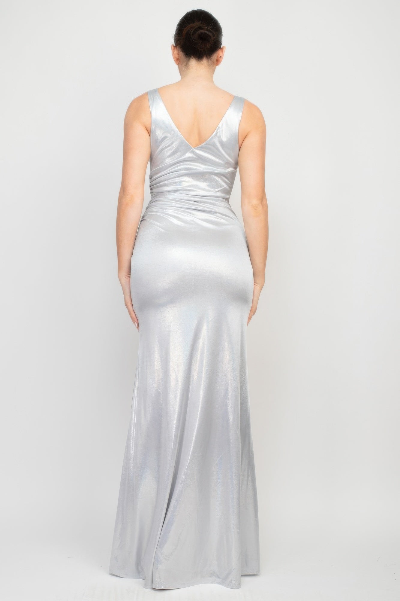 Side Slit Ruched Maxi Dress - Flip Flop Dynasty